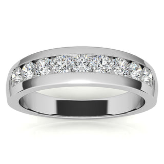 0.9ct Round Cut Moissanite Channel Set Men's Wedding Band