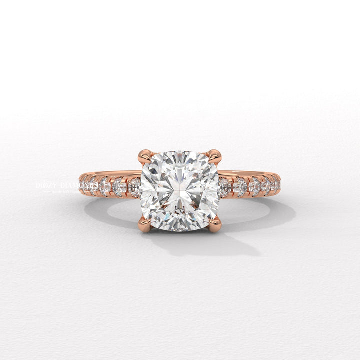 micro pave diamond ring, french pave ring, shared prong pave ring, split shank engagement ring, twisted band ring, infinity engagement ring, crossover diamond ring, luxury diamond ring,
