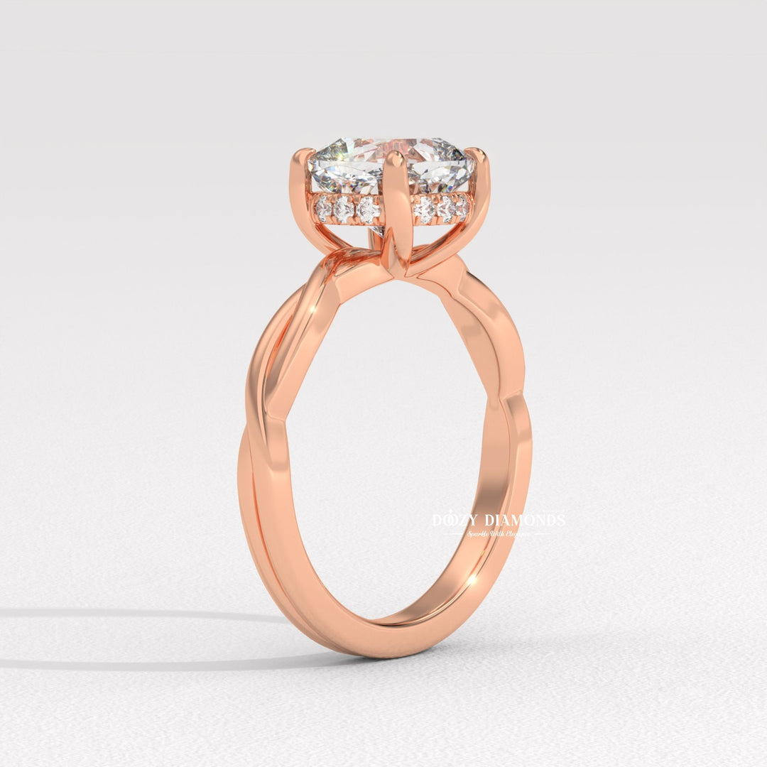 micro pave diamond ring, french pave ring, shared prong pave ring, split shank engagement ring, twisted vine ring, infinity engagement ring, crossover diamond ring, luxury diamond ring, feminine engagement ring, delicate diamond ring, stackable bridal ring, wedding band set