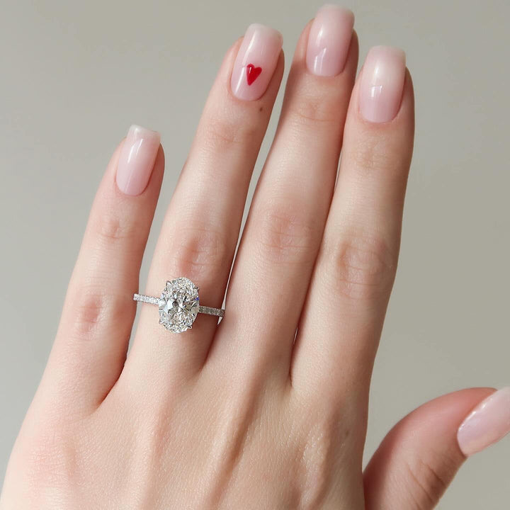 1.50 - 3.50 CT Oval Lab Grown Diamond Pave Engagement Ring - Doozy Diamonds