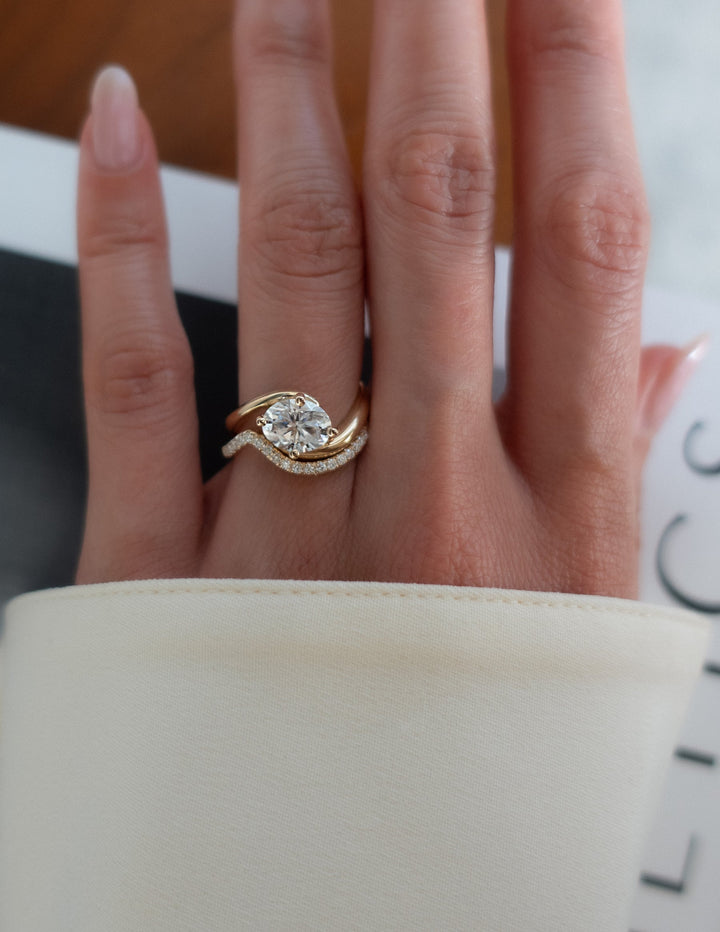 Round Diamond CVD EF/VVS Unique Wedding Band For Women