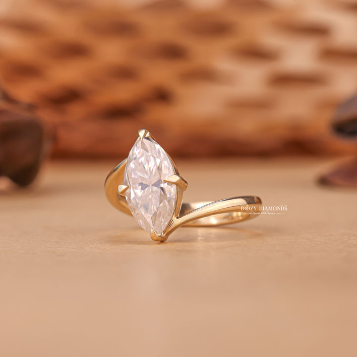 2.0CT - 3.0CT Marquise Cut E/VS1 Lab Grown Diamond Unique Bypass Engagement Ring - Doozy Diamonds