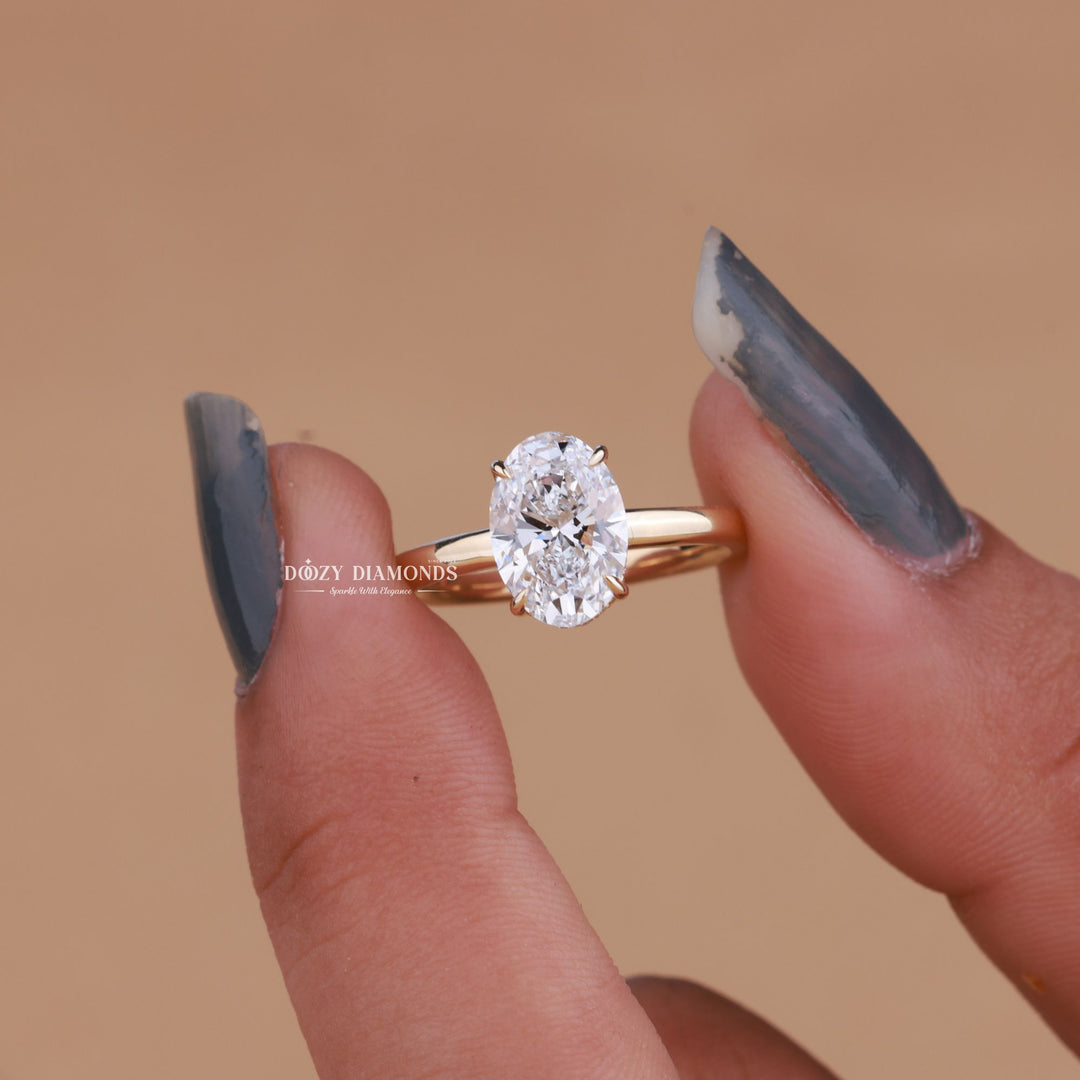 2.0CT - 3.0CT Oval F/VS1 Lab Grown Diamond Hidden Halo Engagement Ring - Doozy Diamonds