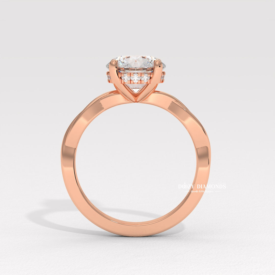 modern bridal ring, elegant wedding ring, round cut bridal ring, luxury proposal ring, diamond ring gift for her, forever engagement ring, timeless diamond jewelry, floral bridal ring, botanical bridal jewelry,