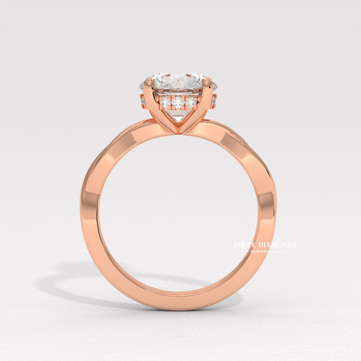 modern bridal ring, elegant wedding ring, round cut bridal ring, luxury proposal ring, diamond ring gift for her, forever engagement ring, timeless diamond jewelry, floral bridal ring, botanical bridal jewelry,
