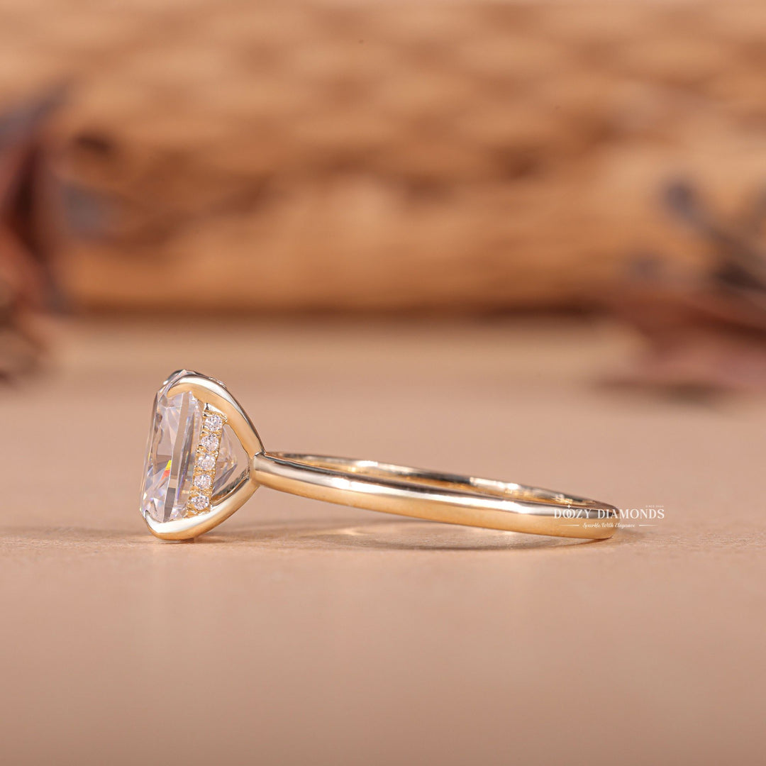 1.50CT - 2.50CT Cushion F/VS2 Lab Grown Diamond Hidden Halo Engagement Ring - Doozy Diamonds