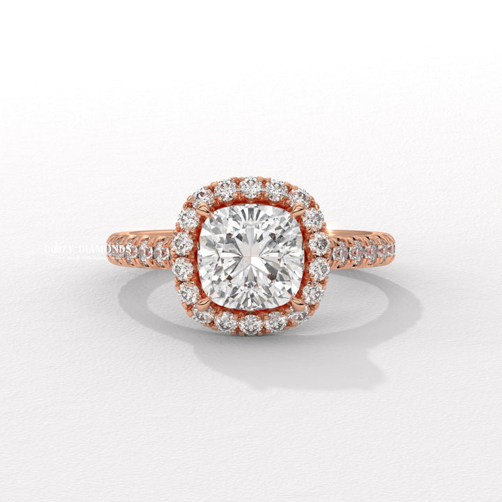 bridal ring set, cushion halo diamond ring, elegant bridal jewelry, diamond ring for women, luxury wedding ring, sparkling halo ring, classic halo engagement ring, cushion lab diamond ring,