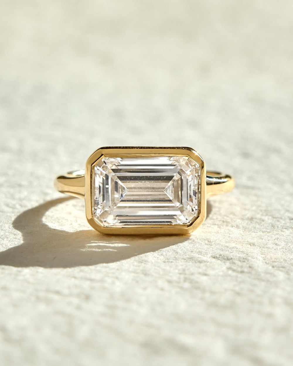 Emerald Cut Bezel Engagement Ring