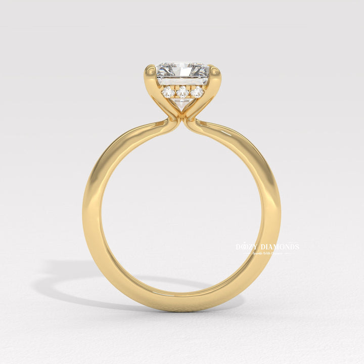 modern engagement ring, romantic proposal ring, radiant center stone ring, engagement jewelry, bridal accessories, luxury bridal ring, handcrafted engagement ring, fine diamond jewelry,