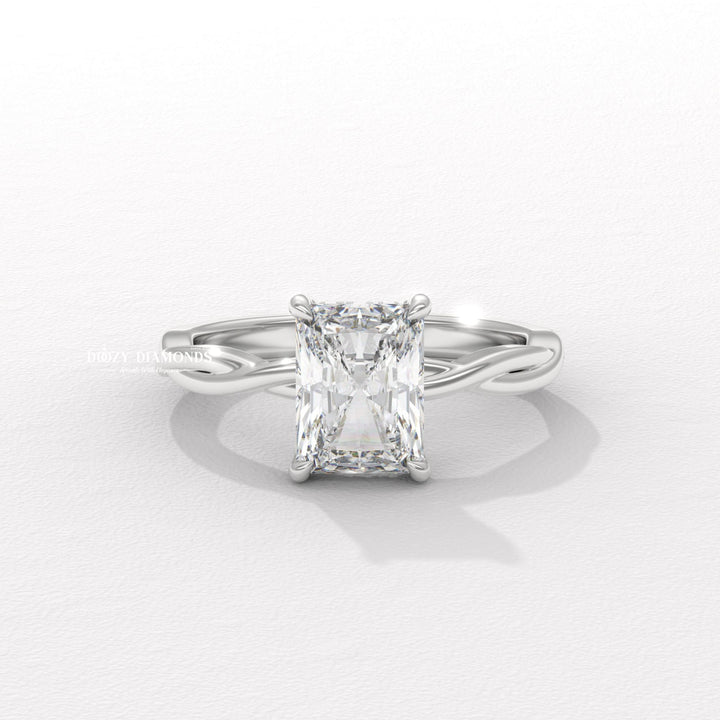 modern engagement ring, romantic proposal ring, radiant center stone ring, radiant shape diamond ring, brilliant cut diamond ring, engagement jewelry, bridal accessories,