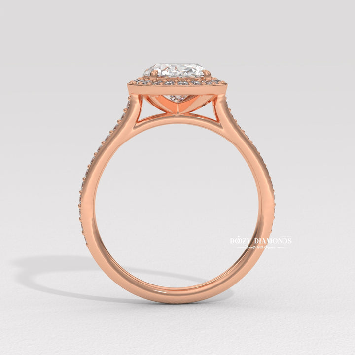 premium bridal ring, luxury engagement jewelry, timeless bridal jewelry, oval halo setting, halo lab diamond ring, engagement ring trends, designer bridal jewelry, statement bridal ring