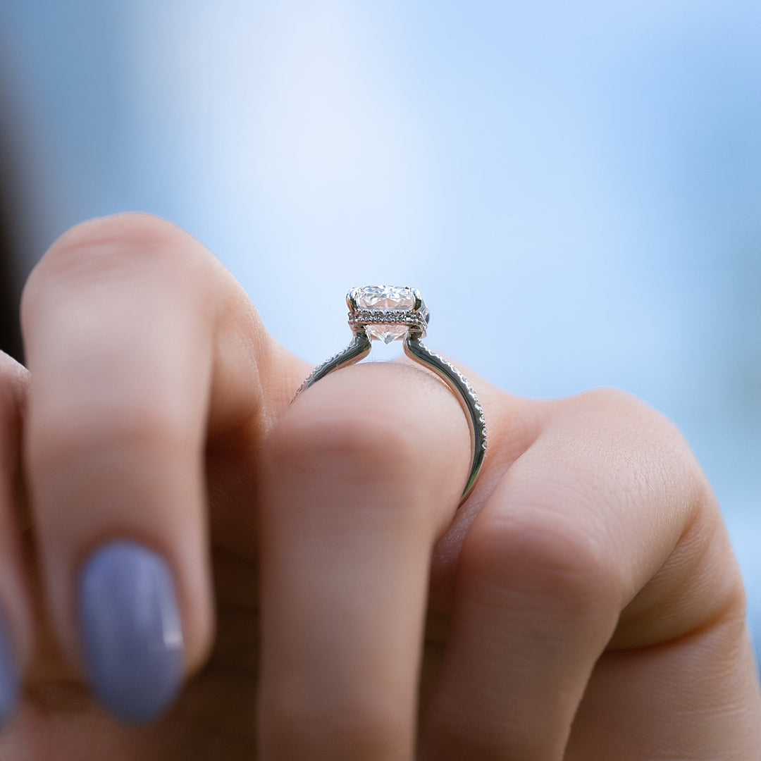 1.0 - 3.0 CT Radiant Lab Grown Diamond Hidden Halo & Pave Engagement Ring - Doozy Diamonds
