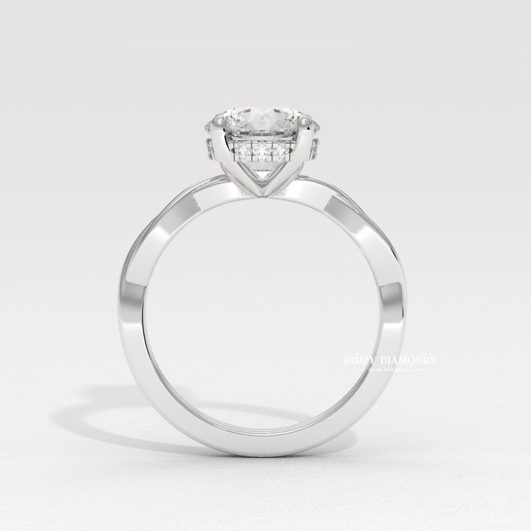 modern romantic ring, classic round ring, round diamond solitaire, solitaire engagement ring, micro pave diamond ring, french pave ring, shared prong pave ring, split shank engagement ring,