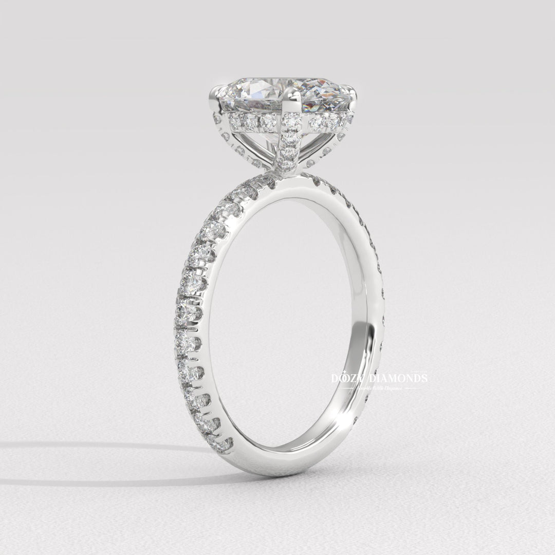 bridal set ring, certified diamond ring, near colorless diamond ring, VS clarity diamond ring, brilliant sparkle ring, hidden halo bridal ring, oval wedding ring, diamond wedding ring,