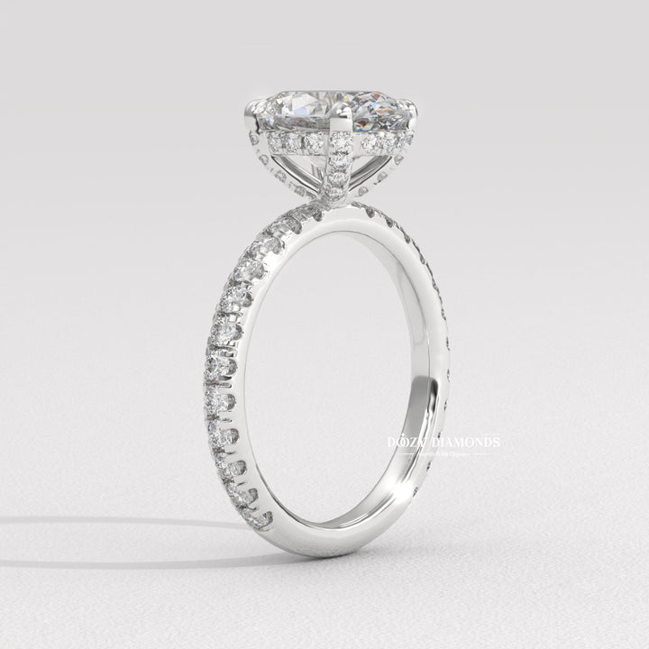 bridal set ring, certified diamond ring, near colorless diamond ring, VS clarity diamond ring, brilliant sparkle ring, hidden halo bridal ring, oval wedding ring, diamond wedding ring,