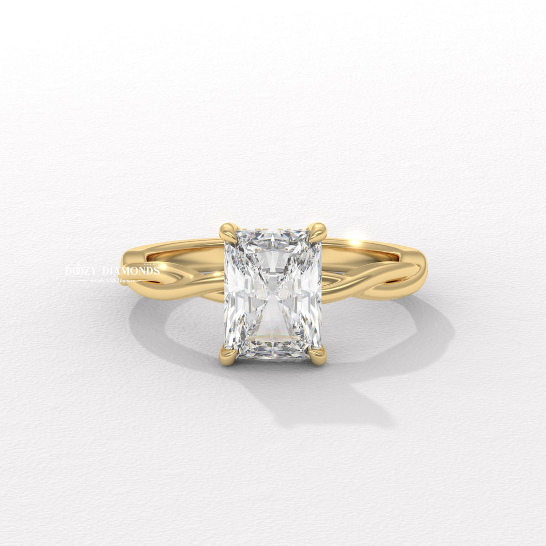 nature inspired diamond ring, radiant cut diamond ring, radiant engagement ring, radiant diamond ring, white gold engagement ring, floral engagement ring, botanical engagement ring,