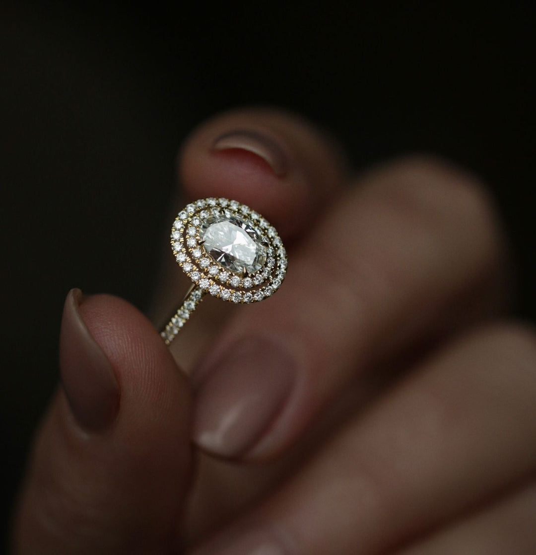 elongated diamond ring