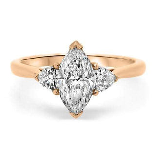 1.0CT Pear Moissanite Three Stone Diamond Engagement Ring