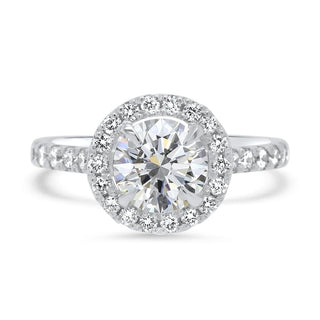 1.0CT Round Cut Halo Diamond Moissanite Engagement Ring