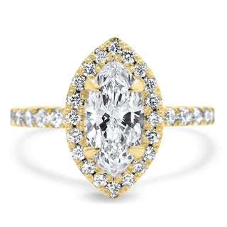 1.0CT Marquise Cut Halo Moissanite Diamond Engagement Ring