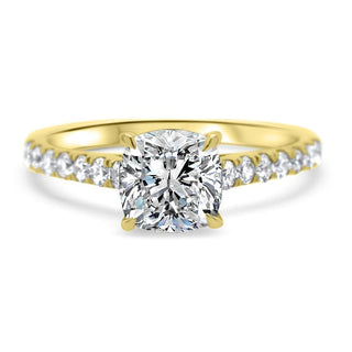 1.0CT Cushion Cut Moissanite Pave Diamond Engagement Ring