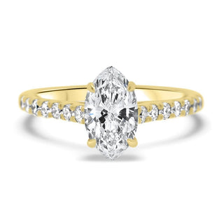 1.0CT Marquise Cut Moissanite Pave Diamond Engagement Ring