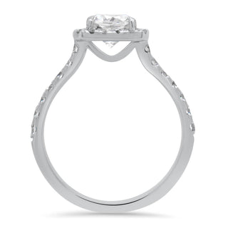 1.0CT Cushion Cut Halo Moissanite Diamond Engagement Ring