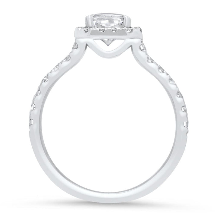 1.0CT Emerald Cut Halo Diamond Moissanite Engagement Ring