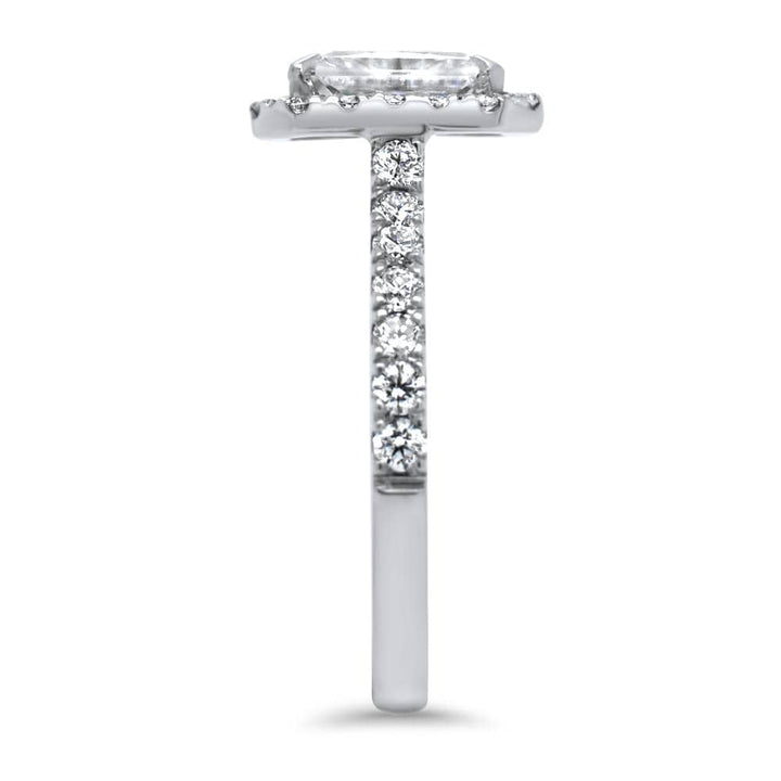 1.0CT Emerald Cut Halo Diamond Moissanite Engagement Ring