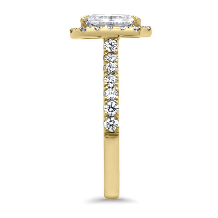 1.0CT Pear Cut Halo Moissanite Diamond Engagement Ring