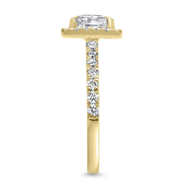 1.0CT Princess Cut Halo Diamond Moissanite Engagement Ring
