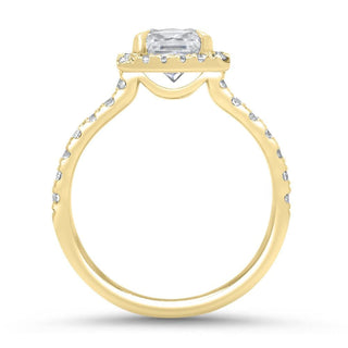 1.0CT Princess Cut Halo Diamond Moissanite Engagement Ring