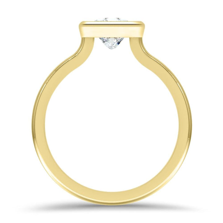 1.0CT Bezel Set Princess Moissanite Diamond Engagement Ring