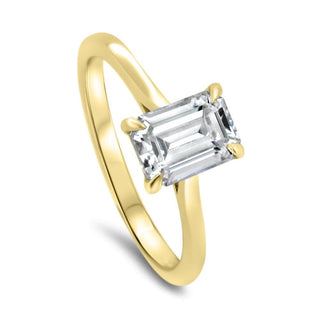 1.0CT Emerald Cut Moissanite Diamond Solitaire Engagement Ring