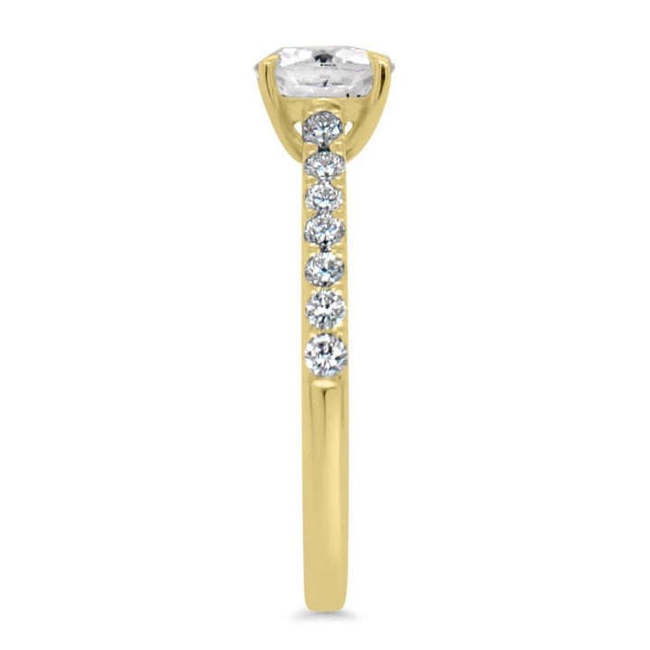 1.0CT Cushion Cut Moissanite Pave Diamond Engagement Ring