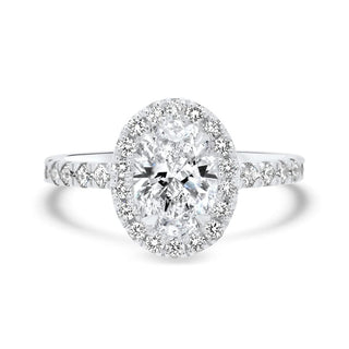 1.0CT Oval Cut Halo Diamond Moissanite Engagement Ring