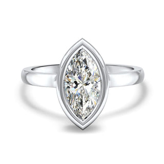 1.0CT Bezel Set Marquise Cut Moissanite Diamond Engagement Ring