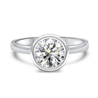 1.0CT Bezel Set Round Diamond Moissanite Engagement Ring