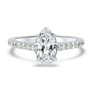 1.0CT Marquise Cut Moissanite Pave Diamond Engagement Ring