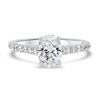 1.0CT Oval Cut Moissanite Diamond Pave Engagement Ring