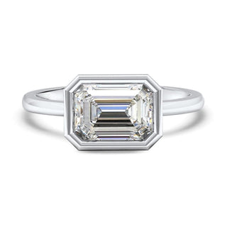 1.0CT Emerald Cut East West Moissanite Diamond Engagement Ring