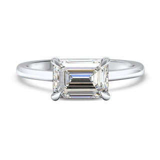 1.0CT East West Emerald Cut Moissanite Solitaire Diamond Engagement Ring