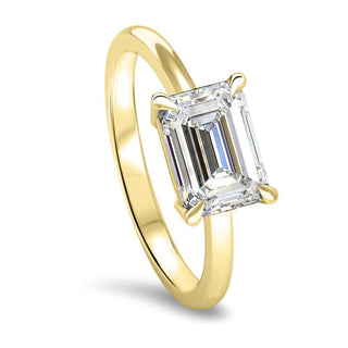 1.0CT East West Emerald Cut Moissanite Solitaire Diamond Engagement Ring