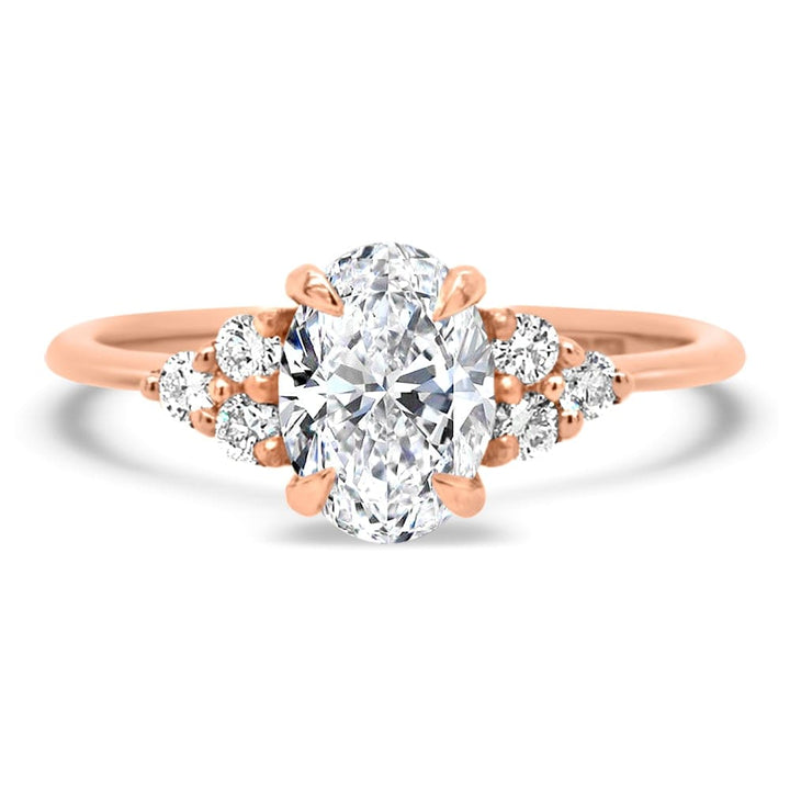 1.0CT Oval Cut Moissanite Cluster Diamond Engagement Ring
