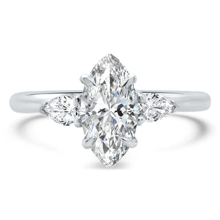 1.0CT Marquise Cut Three Stone Moissanite Diamond Engagement Ring