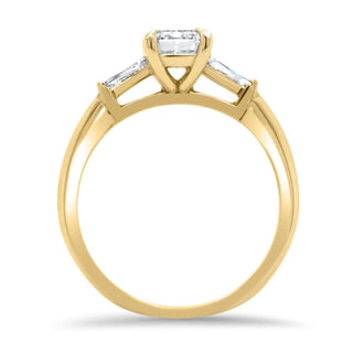 1.0CT Emerald Cut Three Stone Moissanite Diamond Engagement Ring