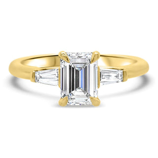 1.0CT Emerald Cut Three Stone Moissanite Diamond Engagement Ring