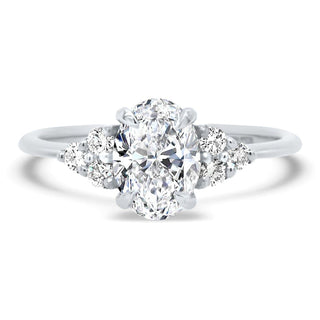 1.0CT Oval Cut Moissanite Cluster Diamond Engagement Ring