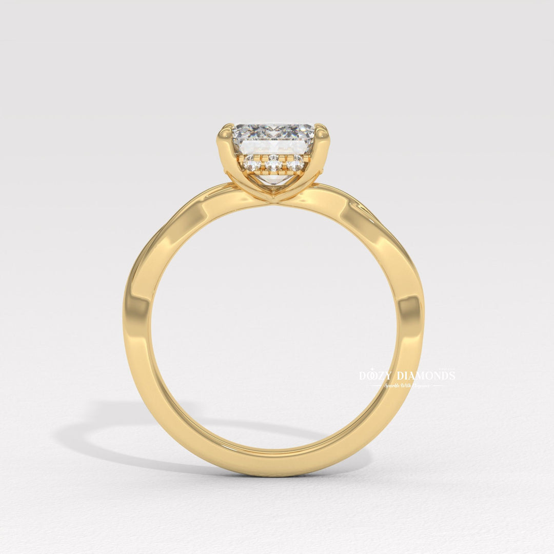 woodland engagement ring, rose inspired ring, vintage floral ring, artisan engagement ring, luxury emerald ring, vintage style ring, modern romantic ring, classic emerald ring, emerald diamond solitaire, solitaire engagement ring, micro pave diamond ring, french pave ring