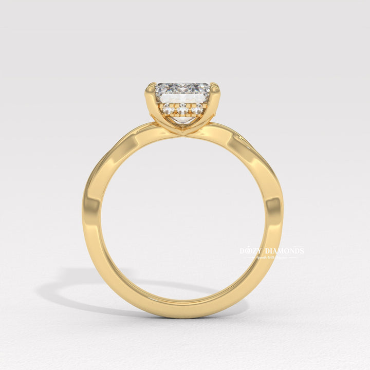 woodland engagement ring, rose inspired ring, vintage floral ring, artisan engagement ring, luxury emerald ring, vintage style ring, modern romantic ring, classic emerald ring, emerald diamond solitaire, solitaire engagement ring, micro pave diamond ring, french pave ring